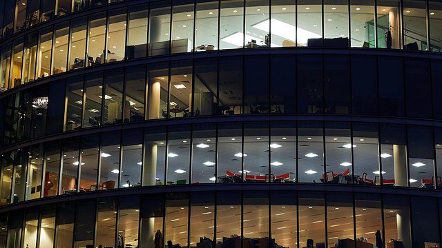 Office tower night grid