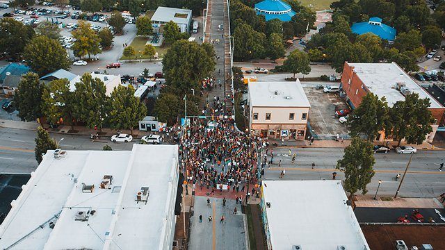 Aerial march crowd generic