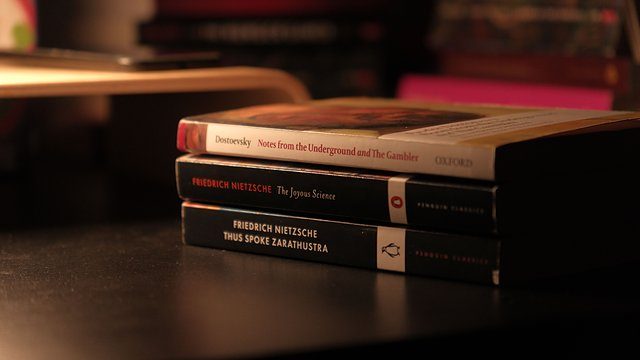 Philosophy books stack