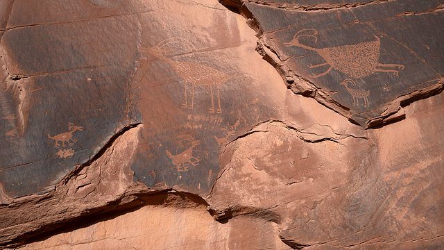 Petroglyphs red rock animals